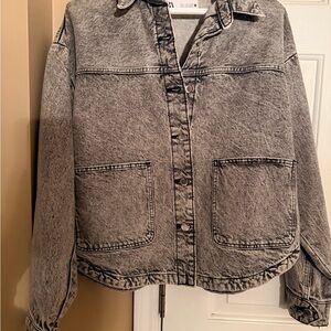 Zara Black Washed Denim Jacket